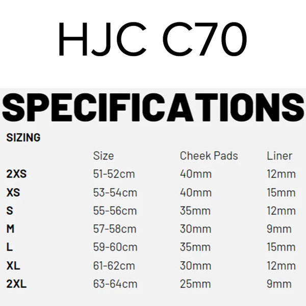 HJC C70 Helmet - Black (XS - XL)